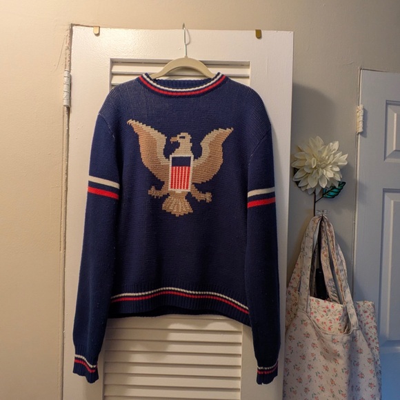 Vintage Wool Repage Sweater ~ 1980s Preppy Americana! - Picture 4 of 8